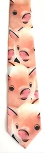 RALPH MARLIN Mens 2002 Pink Piggy Bank Pig Print Tie Necktie - Picture 1 of 3