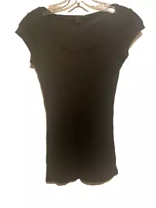 Vintage Y2K Express Fairy Goth Top Cap Sleeve, Size Small Black Stretch Top - Picture 1 of 3