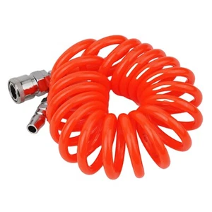 Sturdy 8x5mm Air Compressor Pump Hose Pneumatic PU Spiral Pipe 3 meters Orange - Picture 1 of 22
