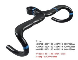 Carbon Fiber Bike Bent Bar Road Bicycle Integrated Handlebar with Stem 28.6mm - Picture 1 of 28
