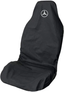 Mercedes Merc Logo Waterproof h/duty LARGE Black Front Car Seat Cover Protector - Picture 1 of 2