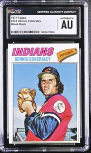 1977 Toppps Baseball Dennis Eckersley #525 Blank Back CGC AU Authentic - Picture 1 of 2