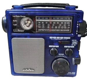 L.L. Bean Hand-Crank Eton FR300 AM/FM/TV-VHF Blue Weather Radio Tested - Picture 1 of 4