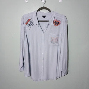 Torrid Top Blouse size 5 / 5X Embroidered Heart Skull Flowers Boho Modern Casual - Picture 1 of 12