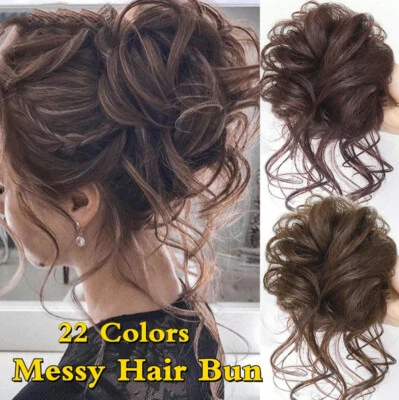 Fashion Curly Messy Bun Hair Piece Scrunchie Natural as Human Hair Extensions - Image 1 of 4