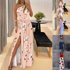 Summer Bohemia Style Maxi Dress Women's Sleeveless Print Outfits with High Slit