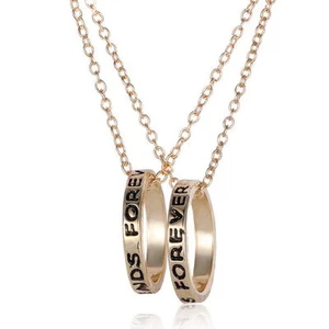 NEW BFF Gold Rings Best Friend Forever Set Pendants 2 Necklace Friendship Ring - Picture 1 of 4
