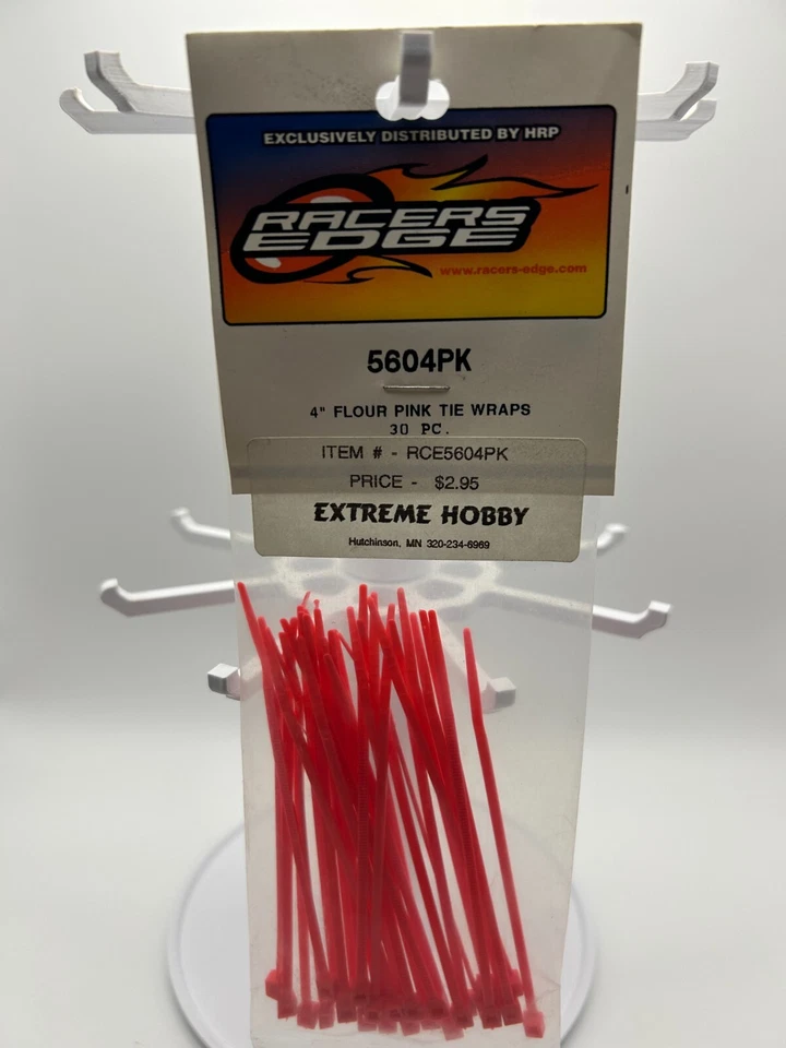 RACERS EDGE - 4 INCH FLOUR PINK TIE WRAPS - (30 PC) - #5604PK - ZIP TIES - NEW - Image 1 of 2