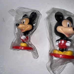 2 Walt Disney World Resort Kellogg's Mickey Mouse Bobbleheads 3” Cupcake Toppers - Picture 1 of 2