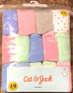 14 Count Cat & Jack Girls Underwear Bikinis - Size 14 (Waist 27") - 100% Cotton - Picture 1 of 2
