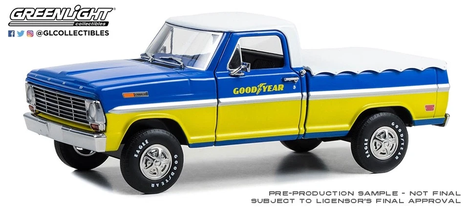 Greenlight 1/24 85073 Corsa Su Vuoti - 1969 Ford F100 Con Letto Cover Goodyear - Immagine 1 di 1