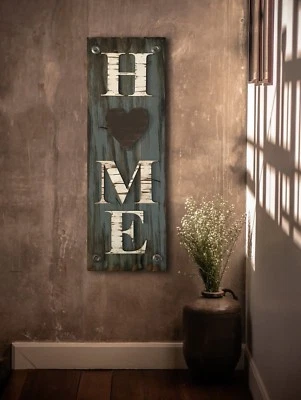 HOME word with Heart *Vertical 27" Wood Sign *Wall *Indoor or Outdoor Distressed - Image 1 of 2