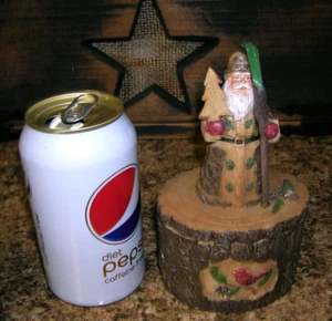 Santa Claus Figurine Rustic Style Wood Look On a Stump ~ 3 Styles to Chose From - Picture 1 of 8