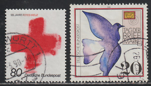 Germany 1988 SC# 1563 - Intl. Red Cross # 1564 - Stamp Day - Used Lot # 115