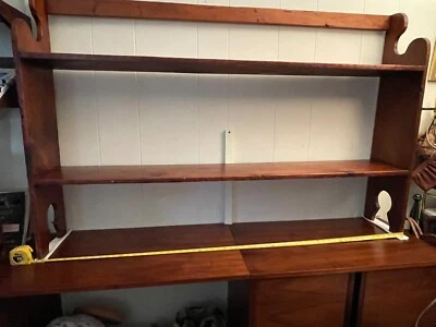 Antique large Primitive 2 Tier Hutch Pine Shelf - Image 1 of 4