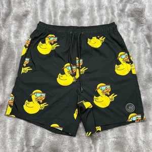 Neff pantaloncino uomo grande nero gomma Ducky casual nuoto surf elastico in vita - Foto 1 di 11