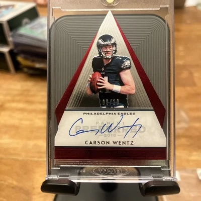 2016 Preferred Carson Wentz Rookie Choice red Die Cut blue On Card Auto /10 - Image 1 of 2