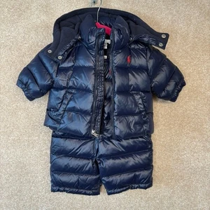 Neu mit Etikett Ralph Lauren Baby Schneeanzug Größe Neugeborene neu mit Etikett blau Schneehose Jacke 2-teilig - Bild 1 von 12