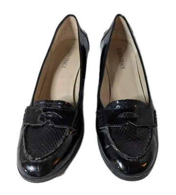 Ellen Tracy Talla 7.5M RICOCHET Negro Charol Tacones Mocasín Uso Profesional Foto 1 de 4