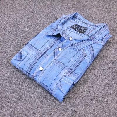Camisa BKE Vintage 1967 Western Para Hombres 2XL Cuadros Perla A Presión Doble Bolsillo Extendido Foto 1 de 4