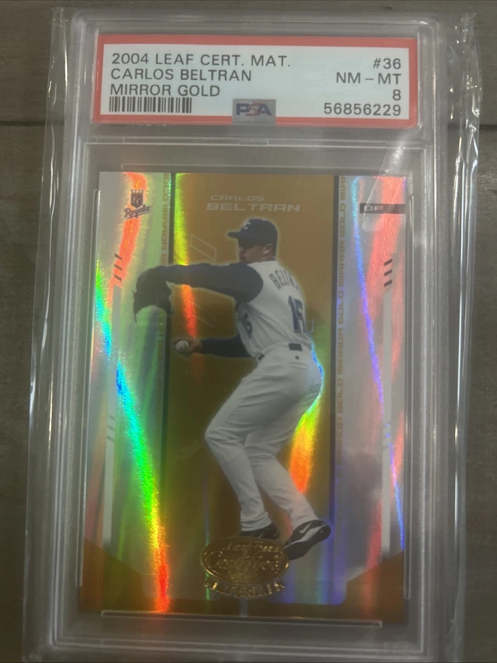 Espejo Carlos Beltrán 2004 materiales certificados hoja dorado 12/25 PSA 8 Pop1None HI Foto 1 de 1