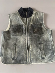 Vintage GUESS Herren Echtleder Schwarz Used Look Weste Beschreibung lesen - Bild 1 von 18