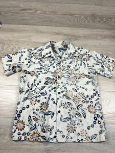 Duke Kahanamoku By Catalina California Shirt Coconut Buttons Batik Blue Large - Picture 1 of 8