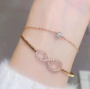 Swarovski Crystal Infinity Rose Gold Bangle 5518871 E - Picture 1 of 10