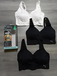PUMA Bra *3 Pack* Adult X-Large White/Black Seamless Sports Bra Womens - Picture 1 of 3