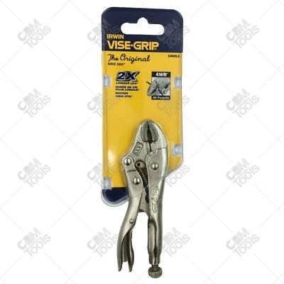 Vise-Grip 4WR 4" Long 1" Capacity Curved Jaw Locking Pliers w/ Wire Cutter