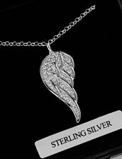 Sterling Silver Angel Wing Necklace and 20 Inch Chain UK Supplier Free Box
