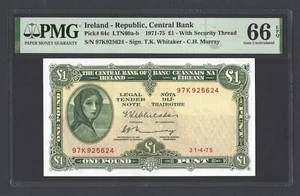 Ireland One Pound 21-4-1975 P64c Uncirculated Grade 66 - Picture 1 of 2