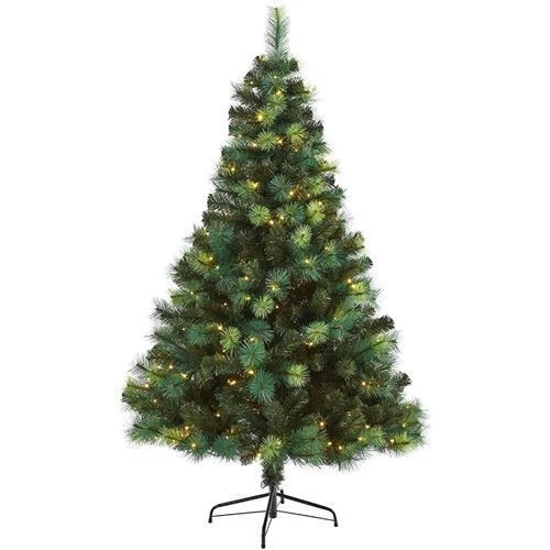 Nearly Natural Assorted Green Pre Lit Scotch Pine Artificial Christmas Tree 6ft. - Image 1 of 1