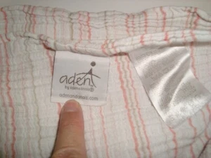 Aden And Anais Blanket White Beige Orange Swaddle Muslin Security - Picture 1 of 4