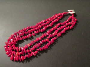 Red Three Strand Faux Coral Necklace/ 18 inch/ Gift Box - Picture 1 of 7