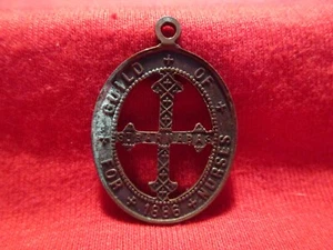 Offen geschnittene Kreuz Medaille St. Barnabas Gilde für Krankenschwestern 1886 Copperton mit Oxidation - Bild 1 von 2
