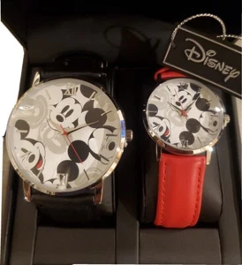 Neu Authentisch Disney Mickey und Minnie Mouse His Her Box Uhr Set mit Etikett Geschenk - Bild 1 von 6