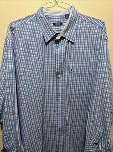 IZOD uomo abbottonato manica lunga blu/rosa/bianco a quadri taglia XXL - Foto 1 di 3