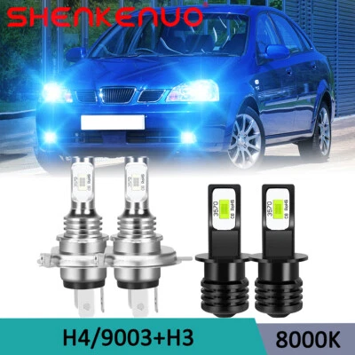 Kit de faros LED H4+H3 para Daewoo Nubira 1999-2002 luces antiniebla de haz alto bajo bombillas Foto 1 de 4