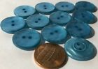 12 Pearlized Blue Sew-through 2-hole Plastic Buttons 18mm Just Over 11/16" 11547
