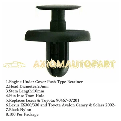 100X Para TOYOTA LEXUS Sujetadores Ajuste Panel Clips Parachoques Guardabarros Pasador Remaches Foto 1 de 4