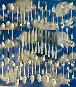 WEST MORELAND-WALLACE MILBURN ROSE STERLING SILVER FLATWARE SET FOR 18~H GRADE  - Picture 1 of 9