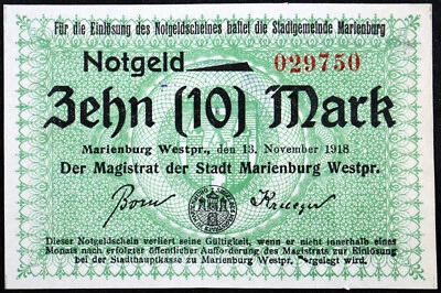 MARIENBURG / MALBORK 1918 10 marcos Grossnotgeld Alemania Polonia Prusia Occidental Foto 1 de 2