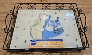 Tabla de cortar de vidrio Pillsbury Doughboy Ol' Blue Eyes 2007 rara de colección NUEVA - Imagen 1 de 6