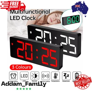LED Digital Clock Mirror Display Snooze Alarm Temperature Time Table Desk Decor - Picture 1 of 12