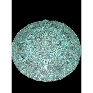 Vintage Zarebeski Era Mayan Art 14" Crushed Malachite and Resin - Picture 1 of 12