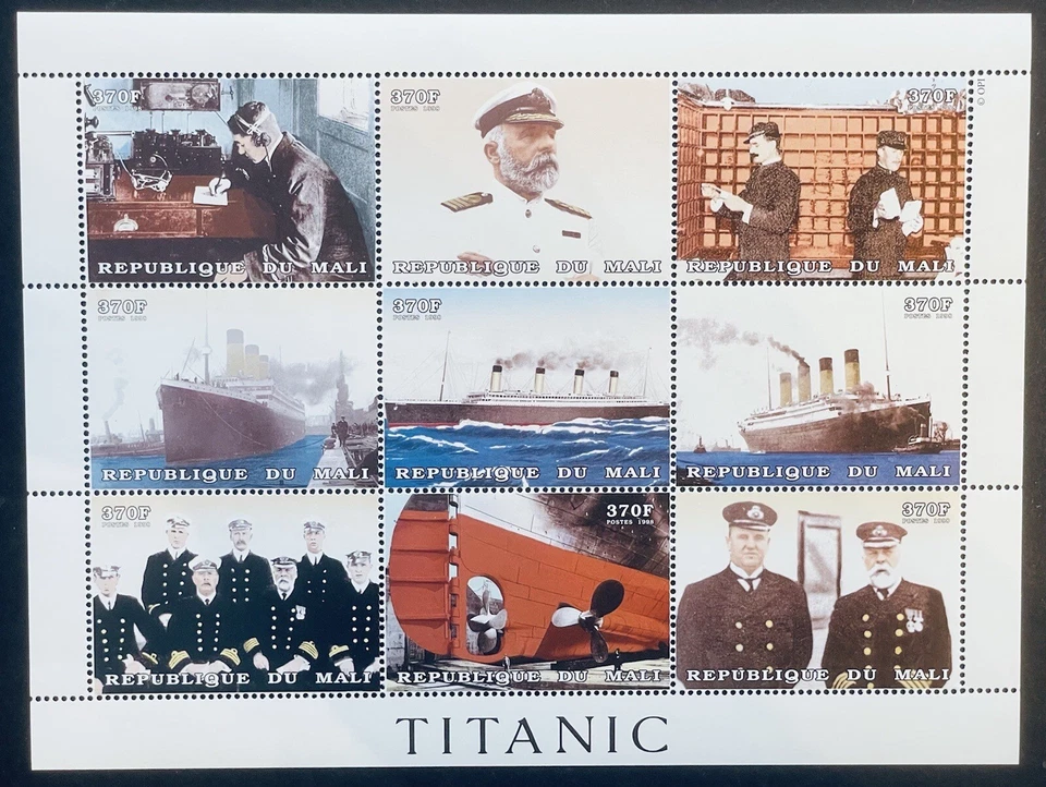 MALI TITANIC STAMPS SHEET OF 9 MNH 1998 OCEAN LINER CRUISE SHIP PASSENGER BOAT - Image 1 of 1