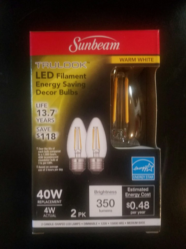 Lâmpadas decorativas de filamento de LED reguláveis com economia de energia 40W - Imagem 1 de 1