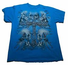 Vintage MMA Elite T Shirt Skull Cross All Over Print Mens Size XL Y2K Grunge AF6