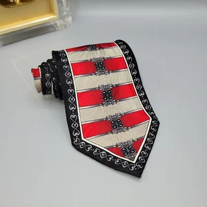 Corbata de cuello Valerio Garati roja negra plateada 100 % seda para hombre hecha a mano en Corea - Imagen 1 de 7